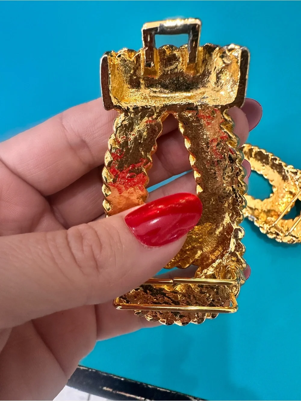 Gold-Tone Rope Bow Clip Belt Buckel Vintage